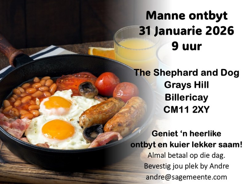 Manne Ontbyt 31 Januarie om 9uur