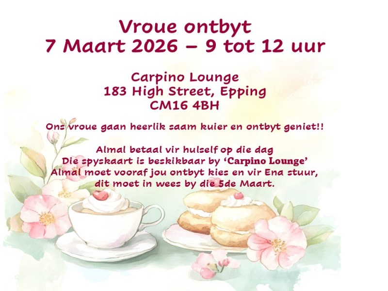 Dames Ontbyt 7 Maart 2026