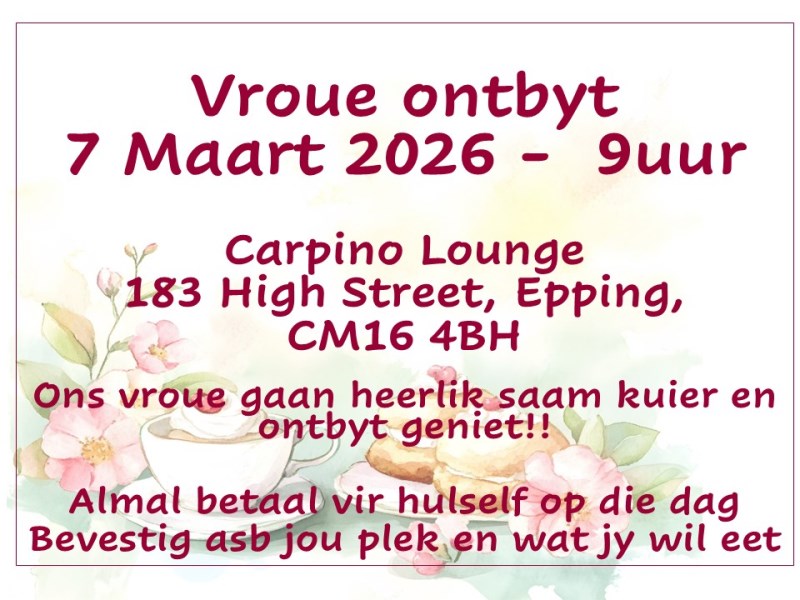 Dames Ontbyt 7 Maart 2026